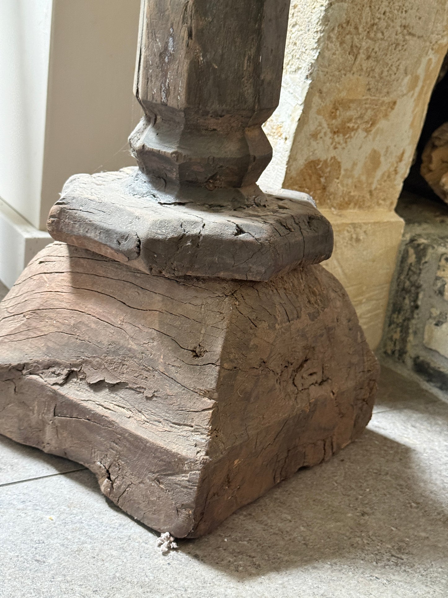 Old pier candle holder - wood with carving