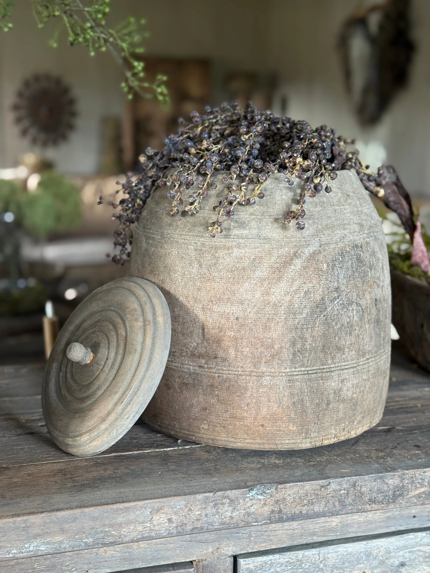 Grote Nepalese Houten Pot- Trapa Living