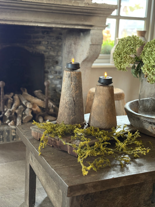 Sturdy Wooden Candlesticks, set of 2 pieces