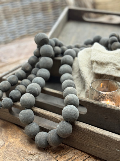 Wooden Bead String – Dark Gray | Handmade in India