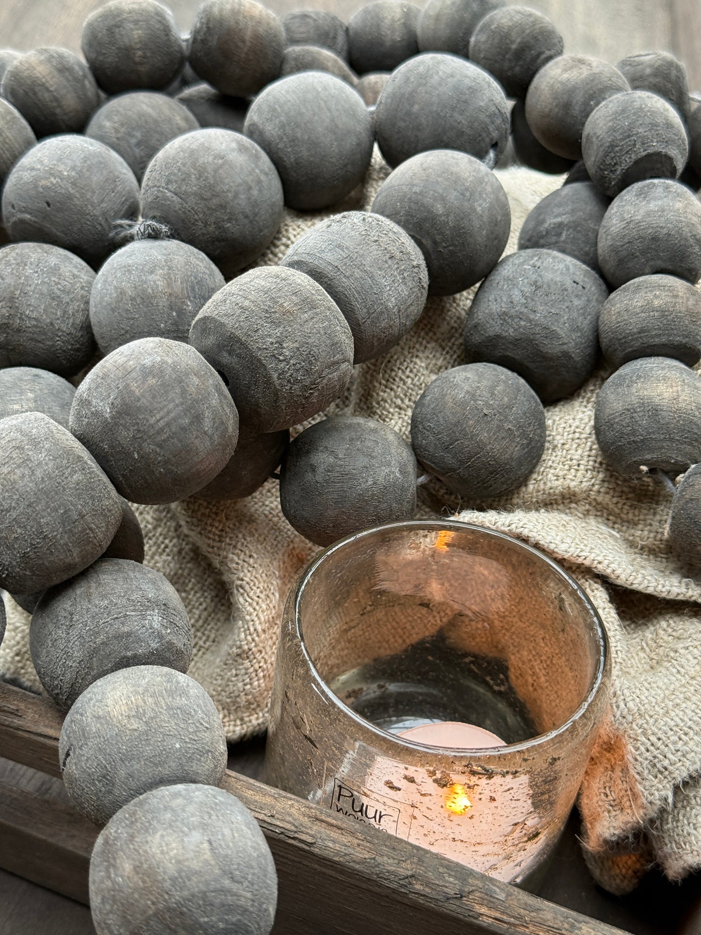 Wooden Bead String – Dark Gray | Handmade in India