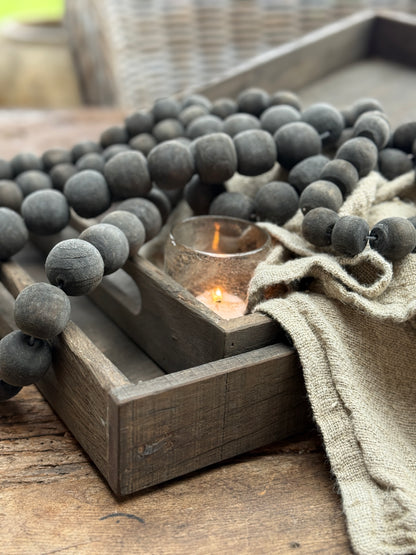 Wooden Bead String – Dark Gray | Handmade in India