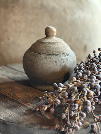 Houten potje met deksel - vergrijsd hout - verkrijgbaar in 4 maten