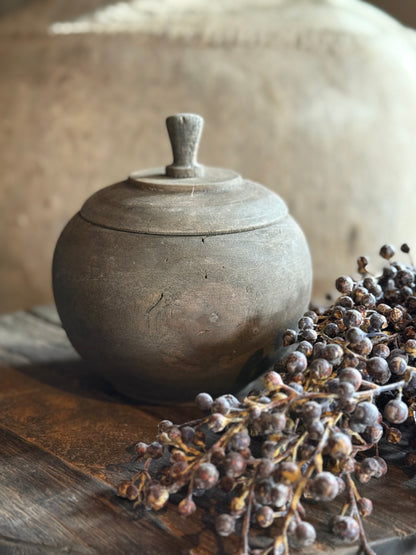 Houten potje met deksel - vergrijsd hout - verkrijgbaar in 4 maten