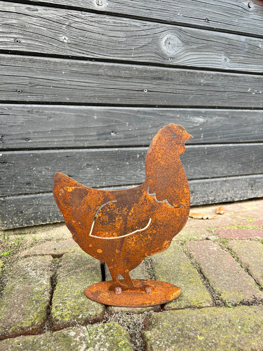 Hen op voet, geroest