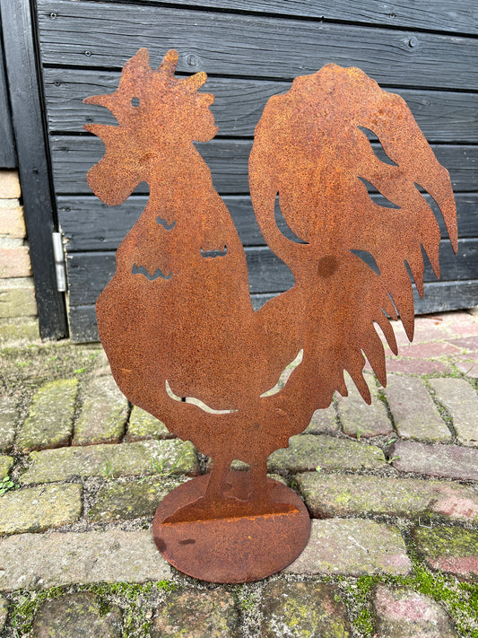 Rooster on foot, rusted, XL