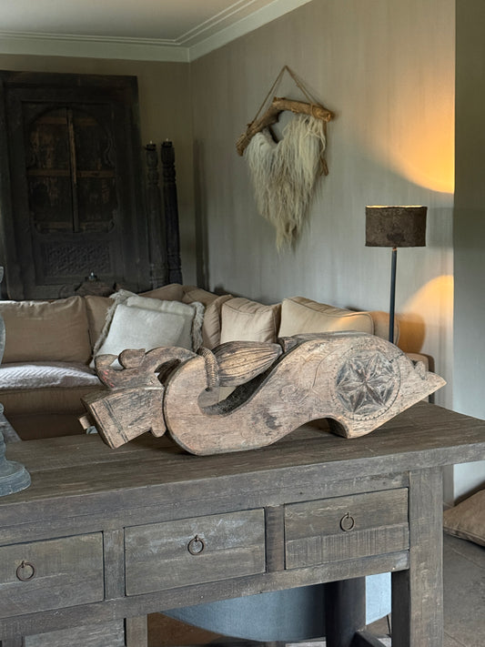 Oud antiek Indiaas ornament – hout- Trapa Living