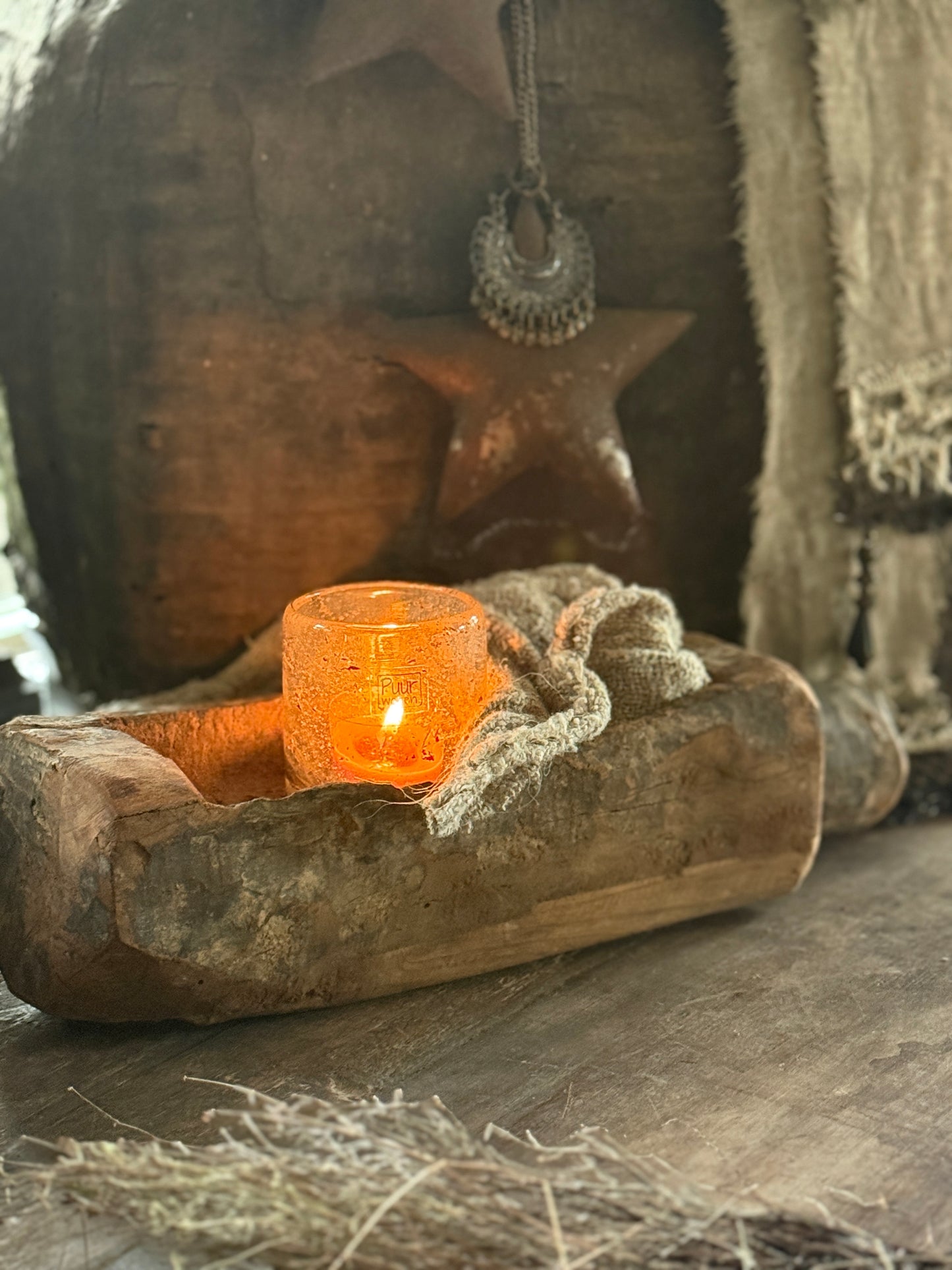 Old Wooden Mortar with Handle