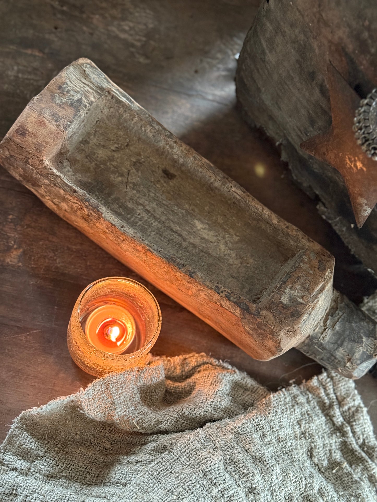 Old Wooden Mortar with Handle