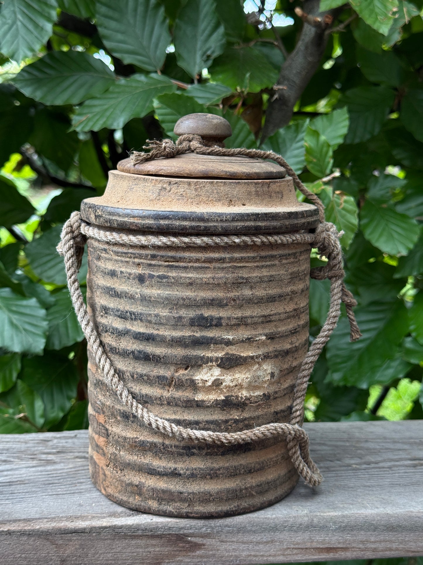 Old Nepalese ribbed pot with lid (3)-Left in the picture- Trapa Living