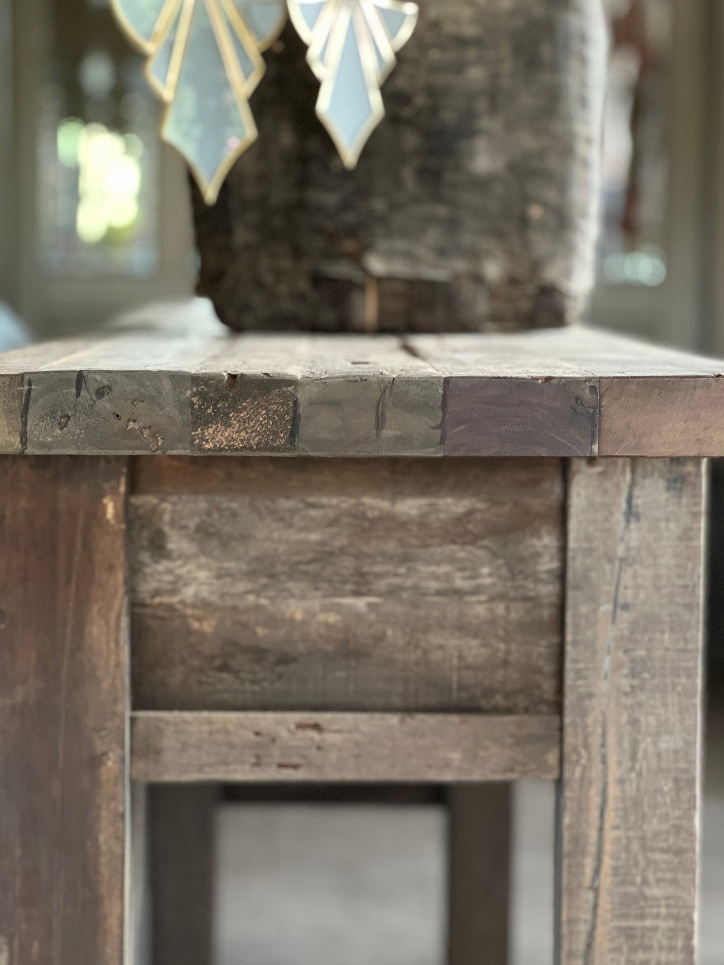 Driftwood side table with 4 drawers