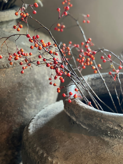 Rosehip branch fine, orange/red artificial