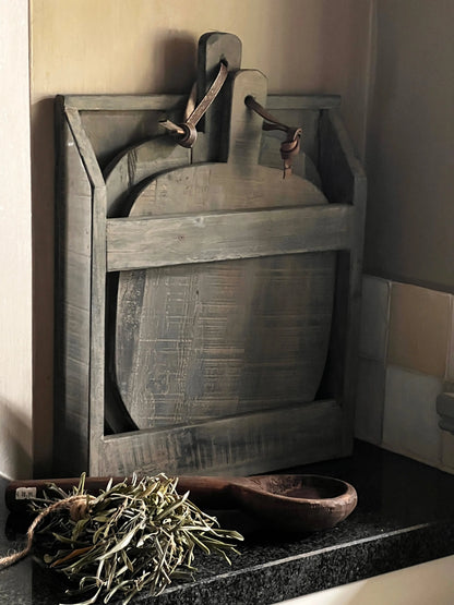 Chopping boards in holder grey wash - Trapa Living