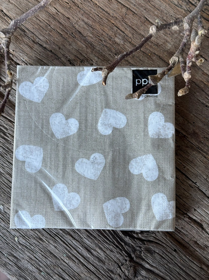 Papieren Servetten met Hartjes– 20 stuks – 17x17 cm