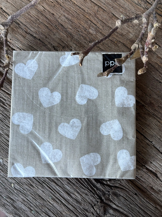 Paper Napkins with Hearts – 20 pieces – 17x17 cm