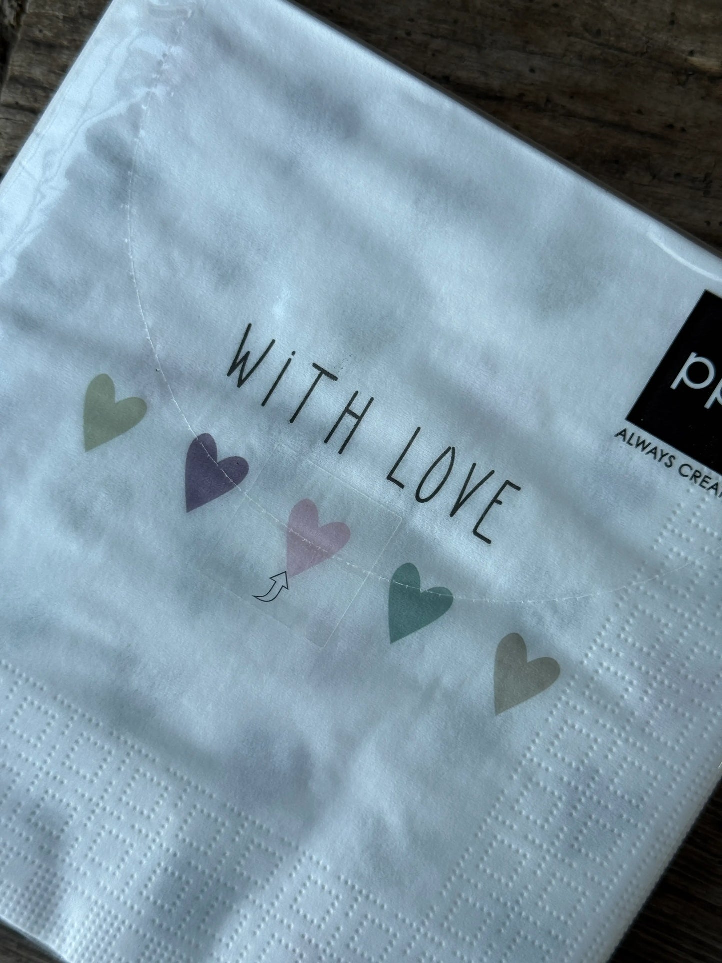 Papieren Servetten "With Love"- 20 stuks- 17x17 cm.