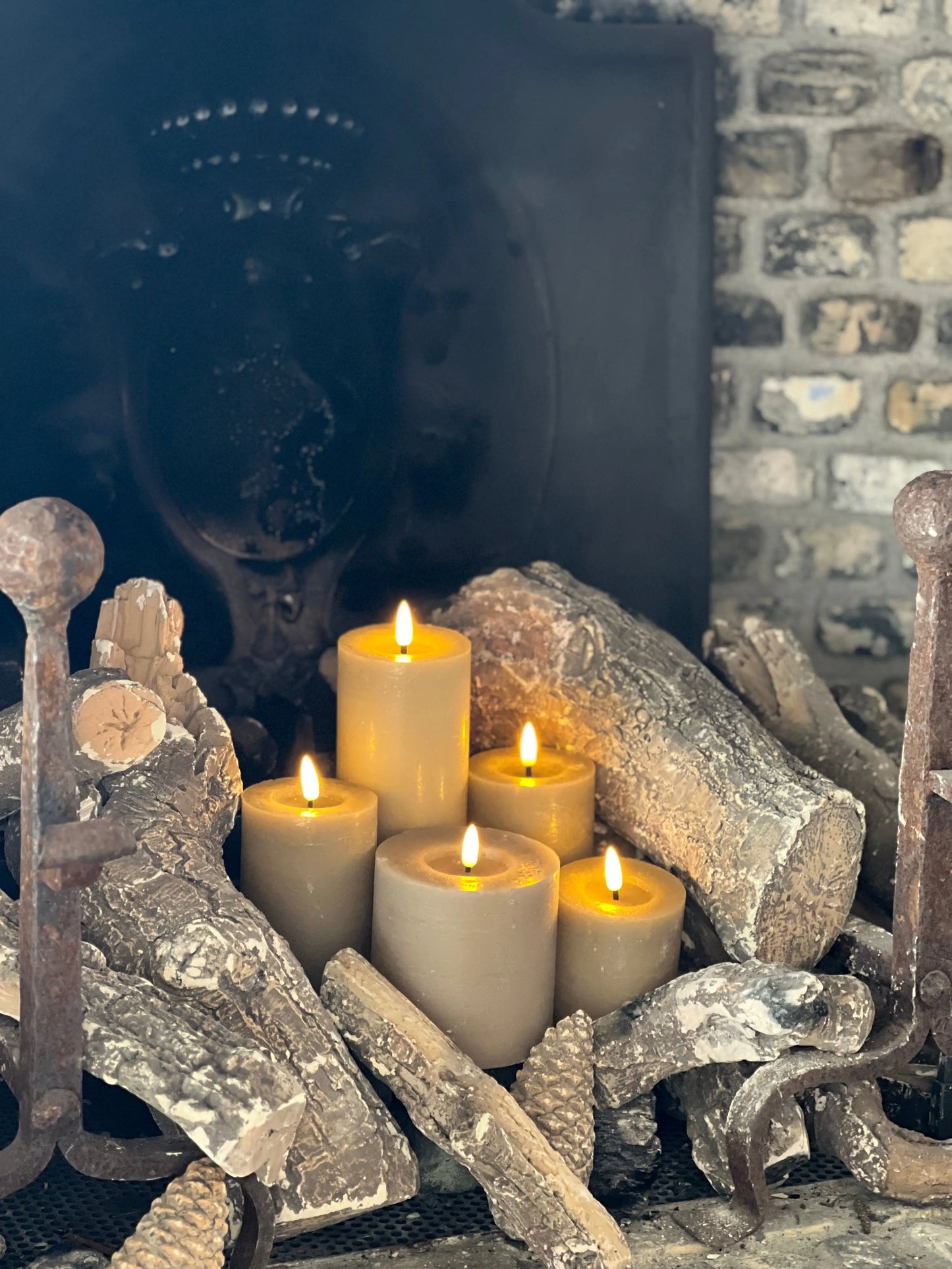 Pillar candle LED Taupe Countryfield available in 6 sizes