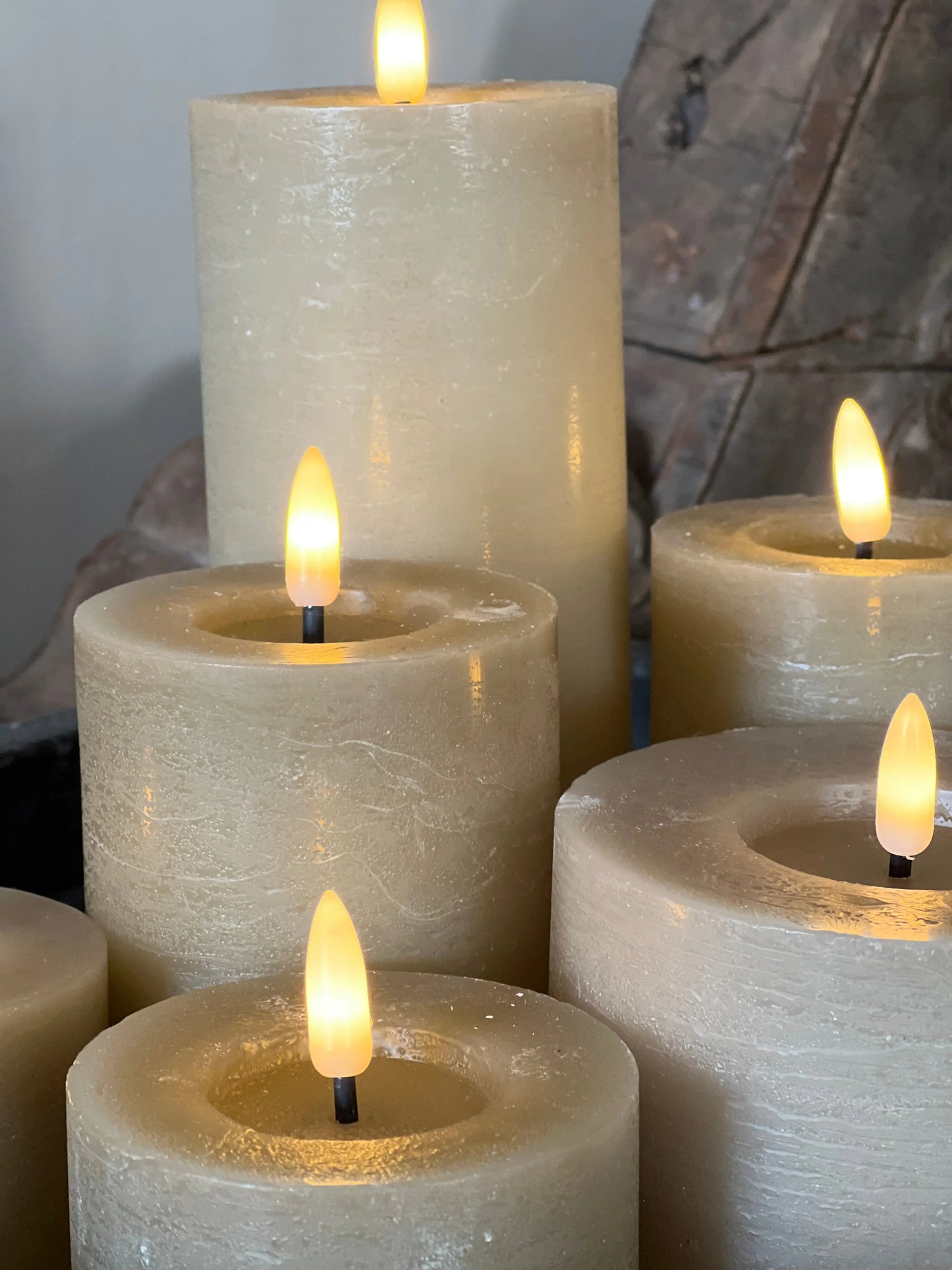 Pillar candle LED Taupe Countryfield available in 6 sizes