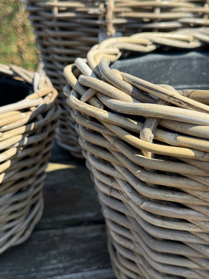 Rattan Baskets with plastic inner pot – Available in S, M, L