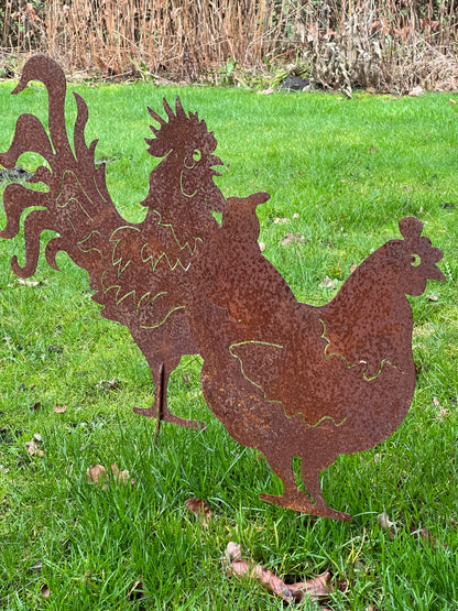 Chicken on pin XL rusted