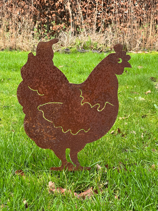 Chicken on pin XL rusted