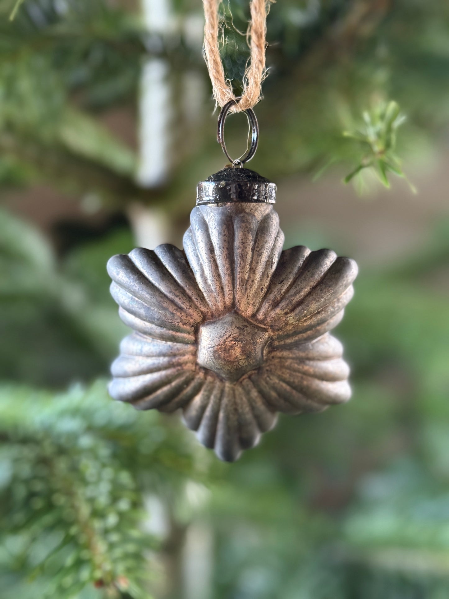 Christmas pendant X-MAS Flower - old silver