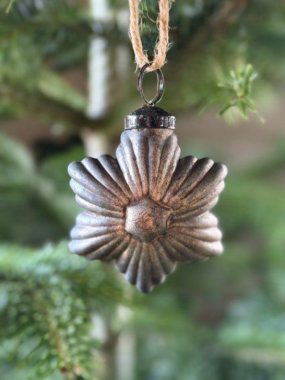 Christmas pendant X-MAS Flower - old silver