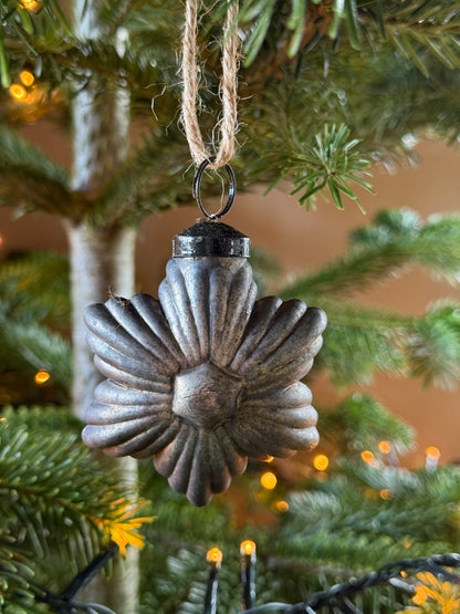 Christmas pendant X-MAS Flower - old silver