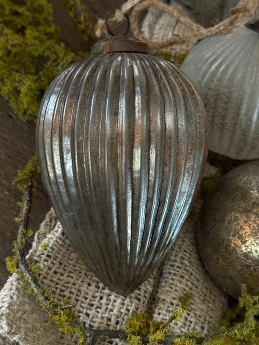 Kersthanger X-MAS – druppelvorm-  oud zilver