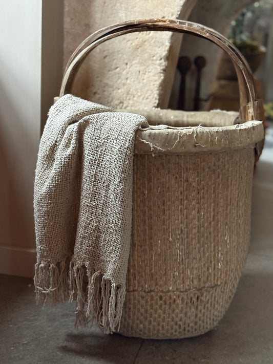 Oude Chinese rieten mand met hengsel