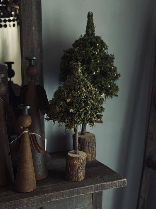Christmas tree on a trunk with moss, available in 2 sizes