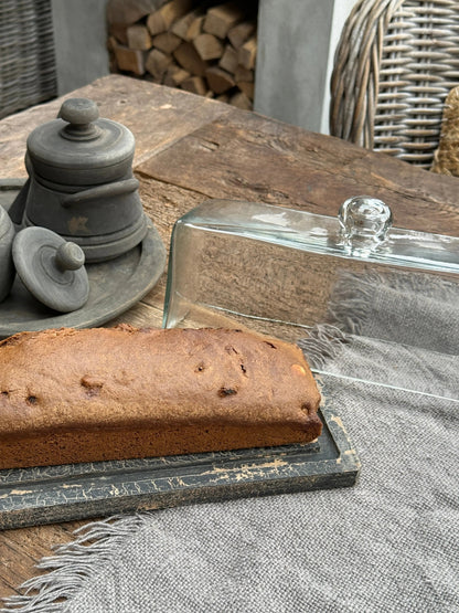 Glazen cakestolp met houten plateau – Be Uniq
