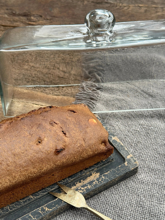 Glazen cakestolp met houten plateau – Be Uniq