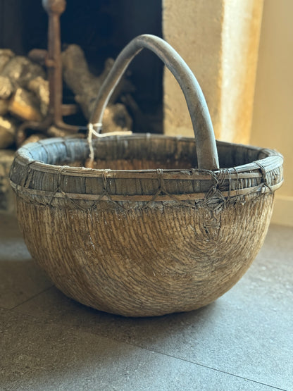 Old Chinese Picking Basket – Ø x H cm (incl. handle)