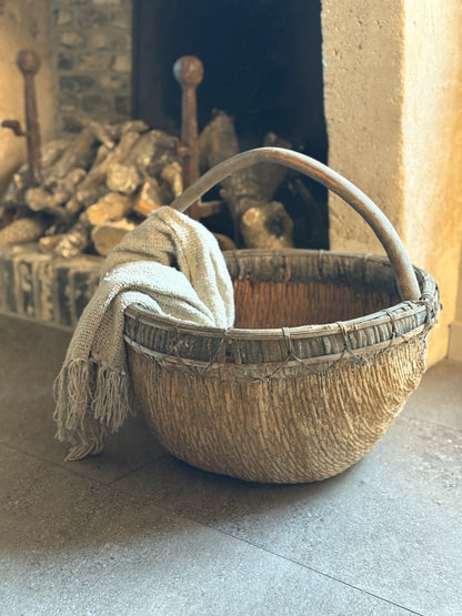 Old Chinese Picking Basket – Ø x H cm (incl. handle)