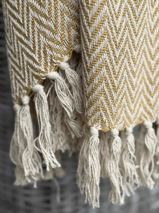 Zomerse Plaid – Oker Zigzag – 170x130 cm