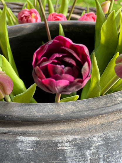 Strauß gefüllter Tulpen, 50 cm. dunkelpink