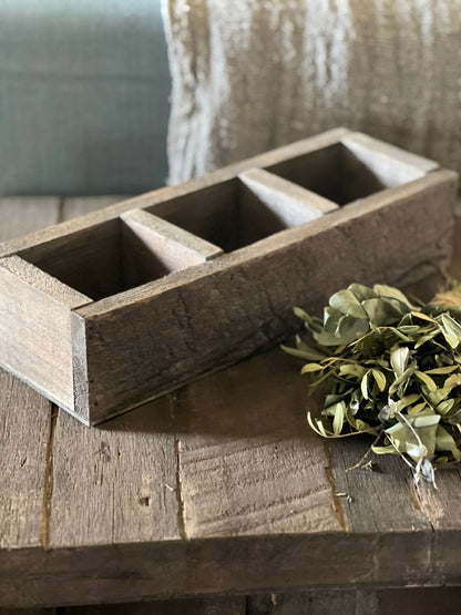 Wooden box, 3 compartments