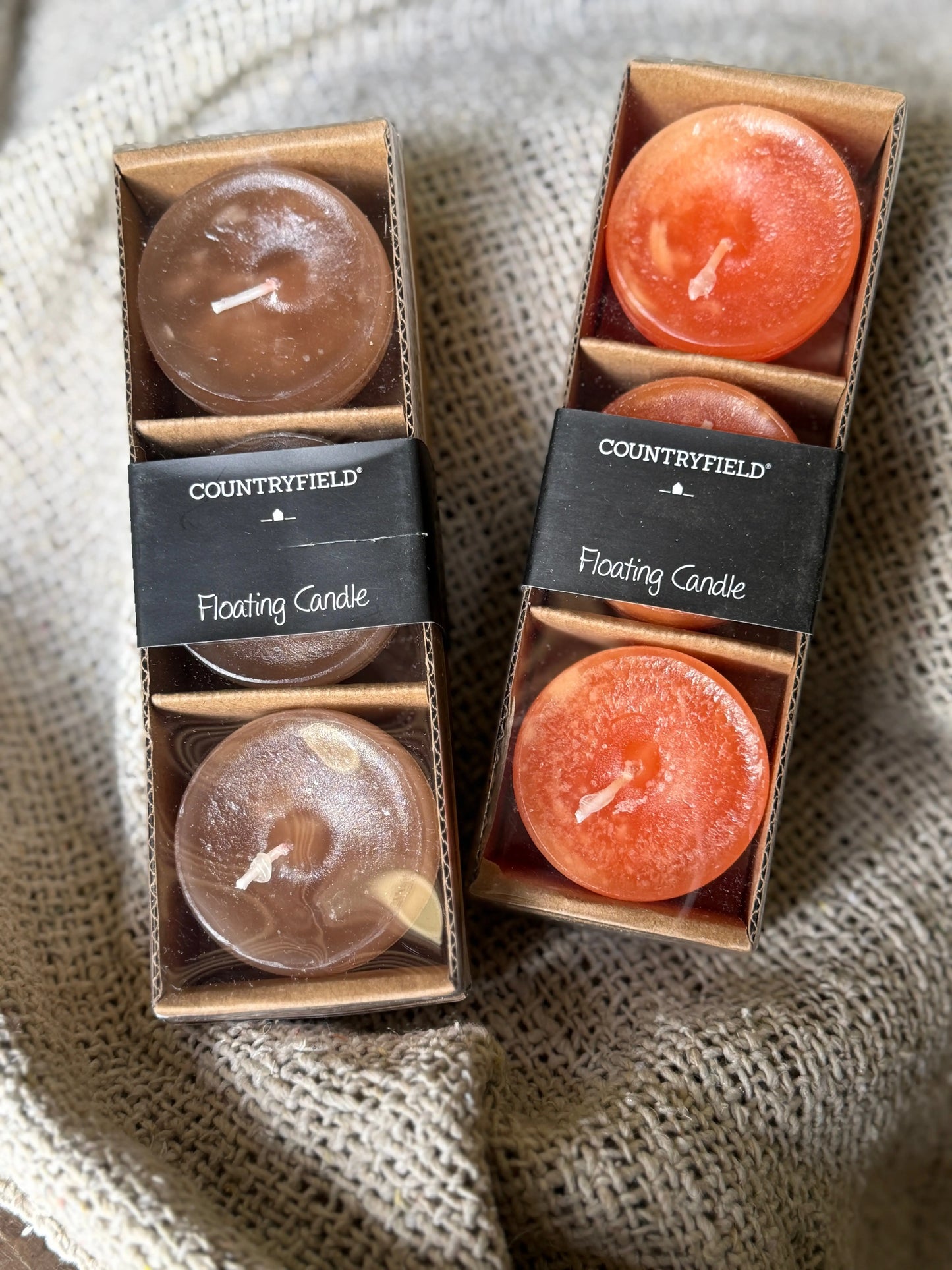 Floating candles L - set of 3 in the colours Cognac &amp; Orange