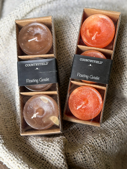 Floating candles L - set of 3 in the colours Cognac &amp; Orange