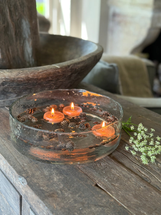 Floating candles L - set of 3 in the colours Cognac &amp; Orange