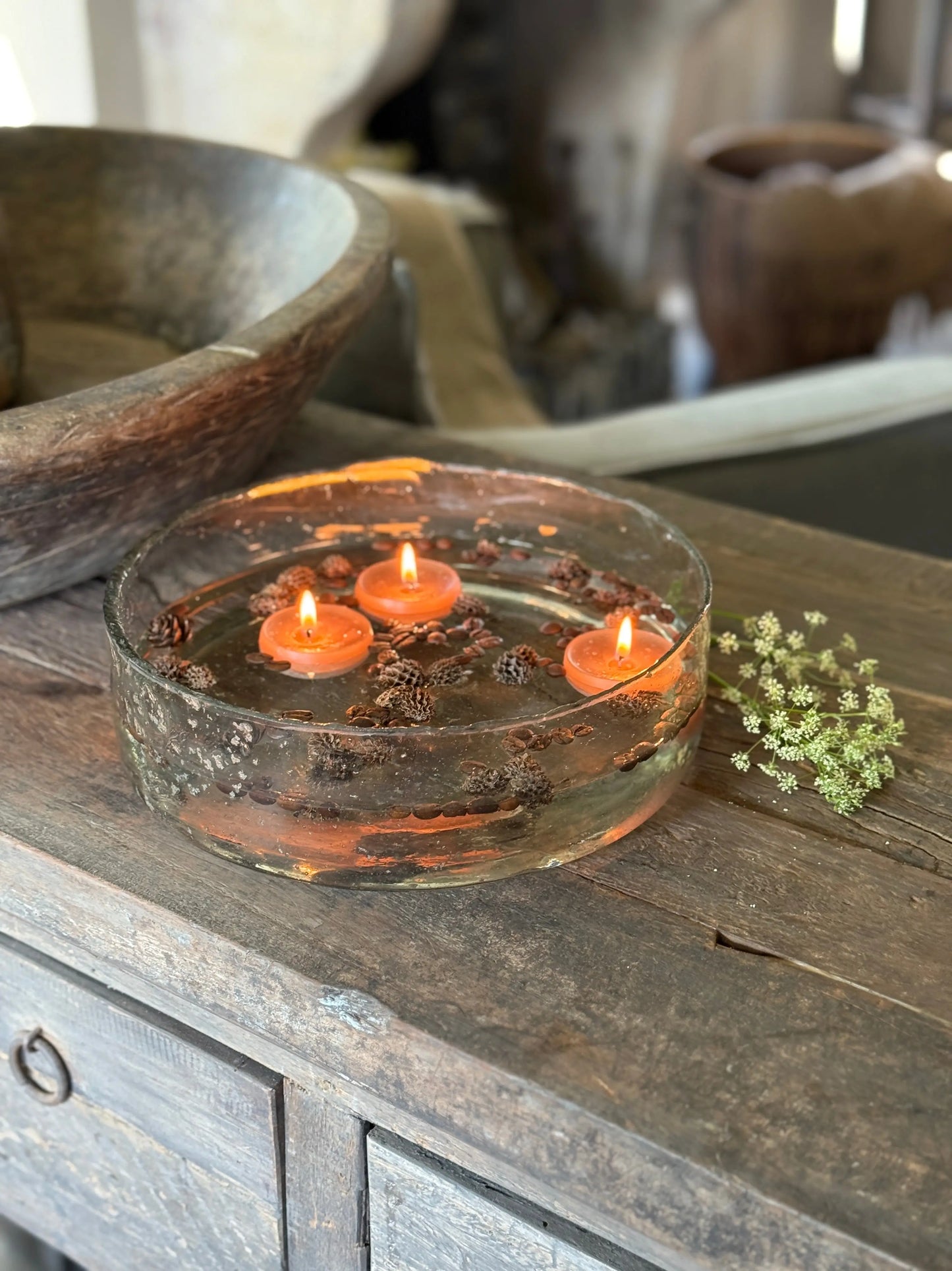 Floating candles L - set of 3 in the colours Cognac &amp; Orange