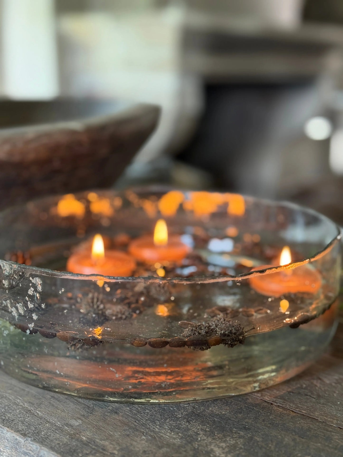Floating candles L - set of 3 in the colours Cognac &amp; Orange