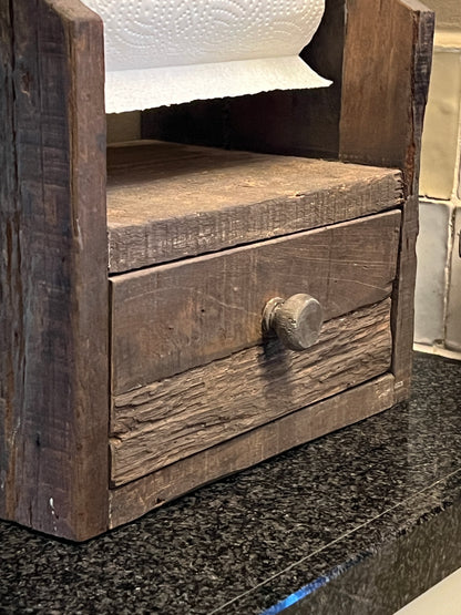 Kitchen roll holder with drawer