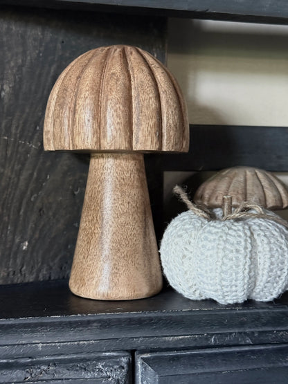 Wooden Mushroom Natural – Rural Decoration – Available in 2 sizes