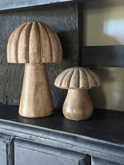 Wooden Mushroom Natural – Rural Decoration – Available in 2 sizes