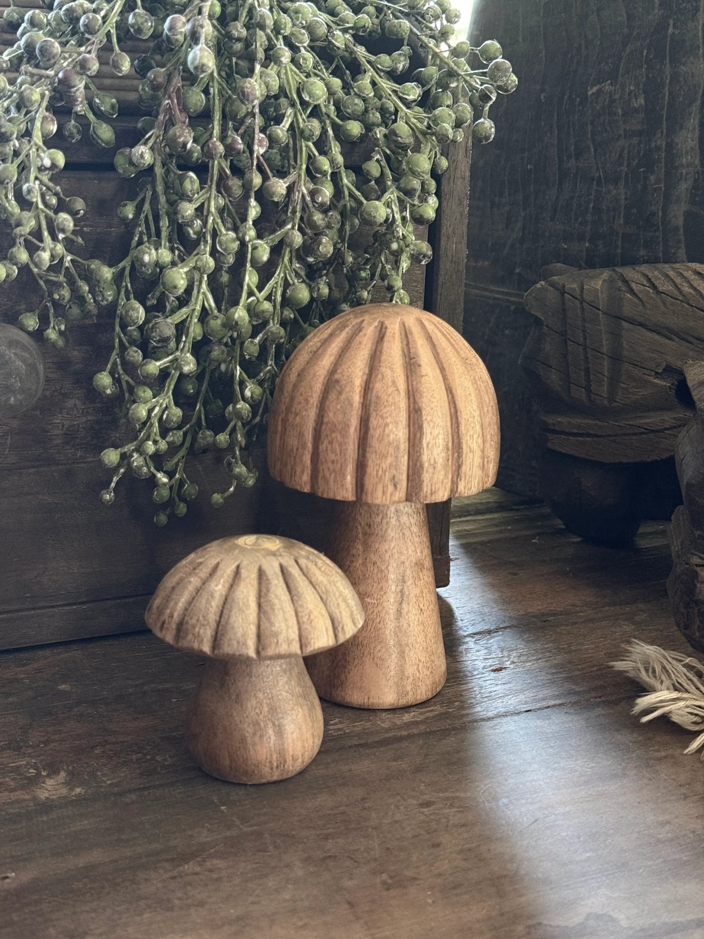 Wooden Mushroom Natural – Rural Decoration – Available in 2 sizes