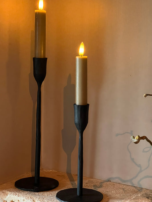 Metal candlestick, straight model, available in S and L