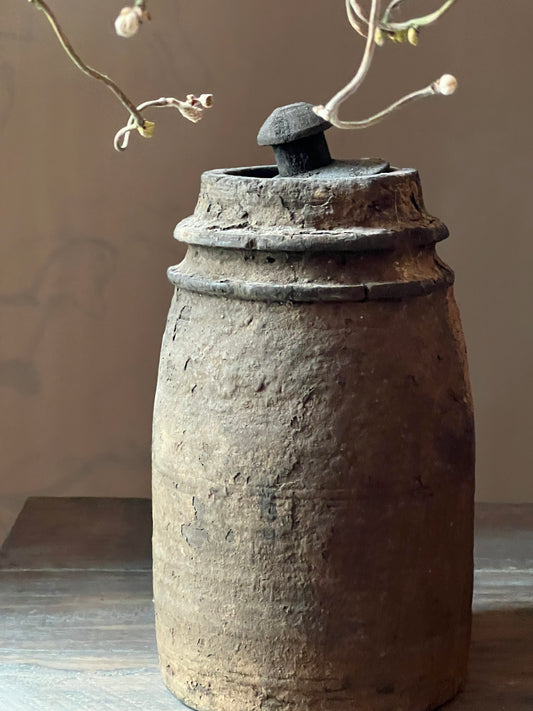 Old Nepalese pot with lid