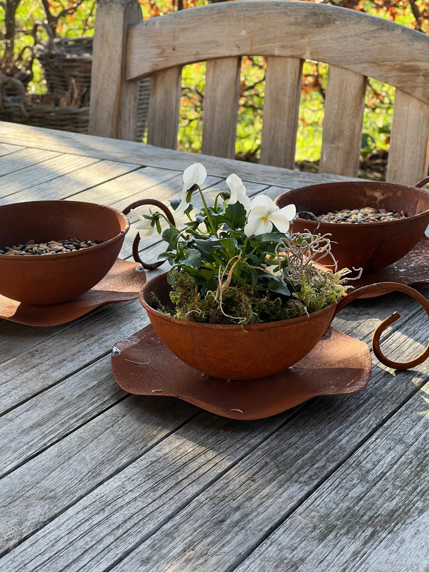 Cup and saucer - Set of 2 pieces - rusted metal